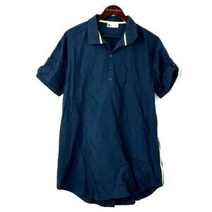 Caryn Lawn Jackie Womens Preppy Dress Fall Cotton Navy Blue Pockets OSFM 1348U